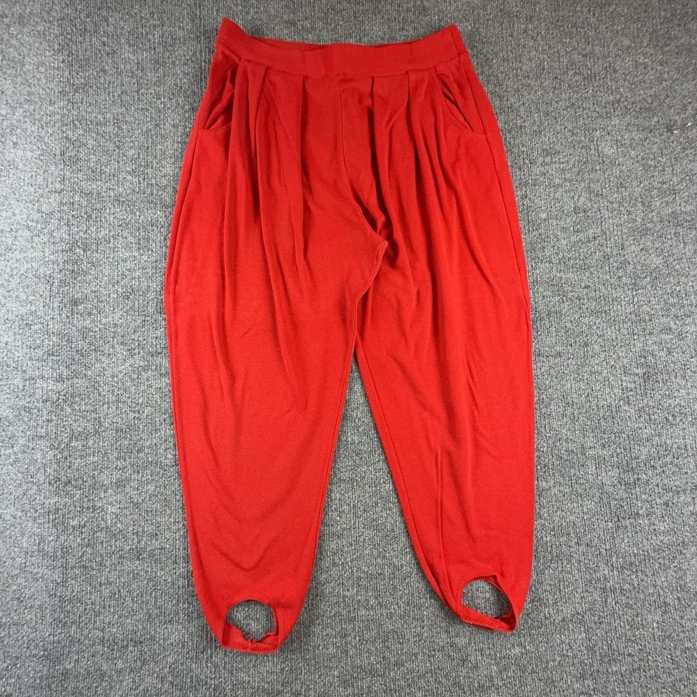 Vintage Jacque & Koko Leggings Womens 22 Red High Rise Pleated Stirrup Ankle